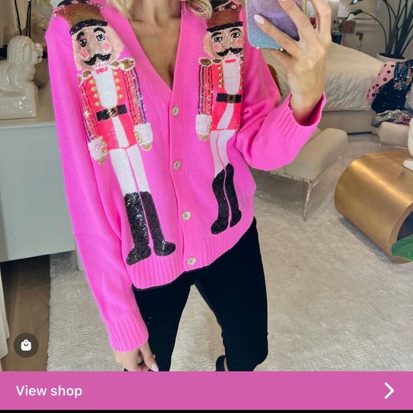 QUEEN OF SPARKLES Vibrant Pink Nutcracker Cardigan - Picture 8 of 8